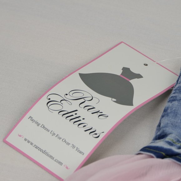 NEW Rare Editions Girls 3T Denim Topper with Mesh Tiered Skirt Dress - Picture 2 of 7